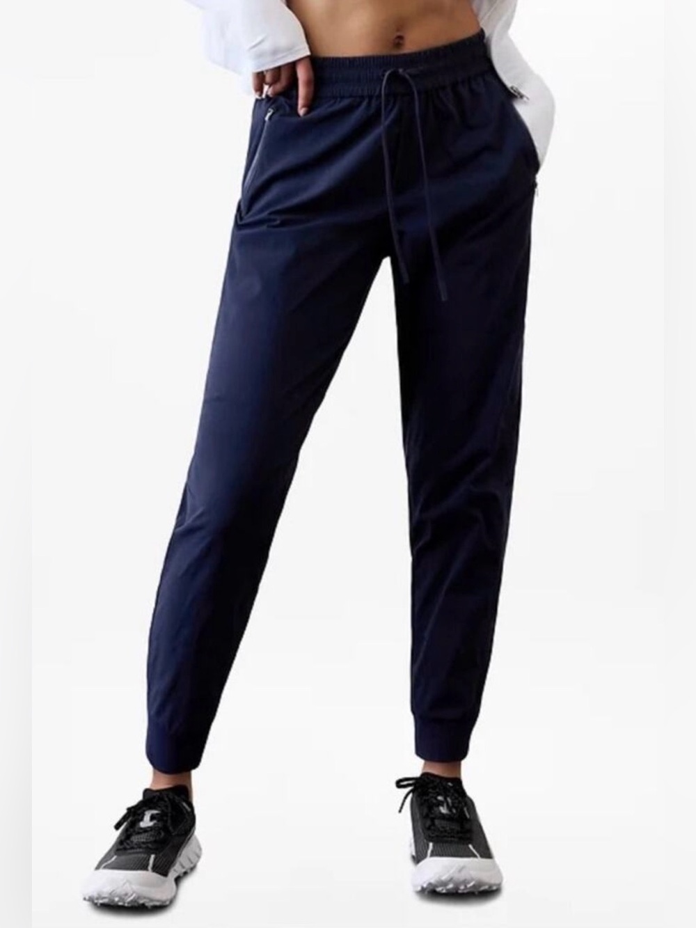 Athleta Pants Trekkie North Relaxed Mid Rise Jogger Ripstop Navy Small Petite